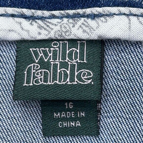 NWT Wild Fable Mini Denim Skirt Women's Size 16 Acid Washed Blue Stretch - Picture 7 of 8